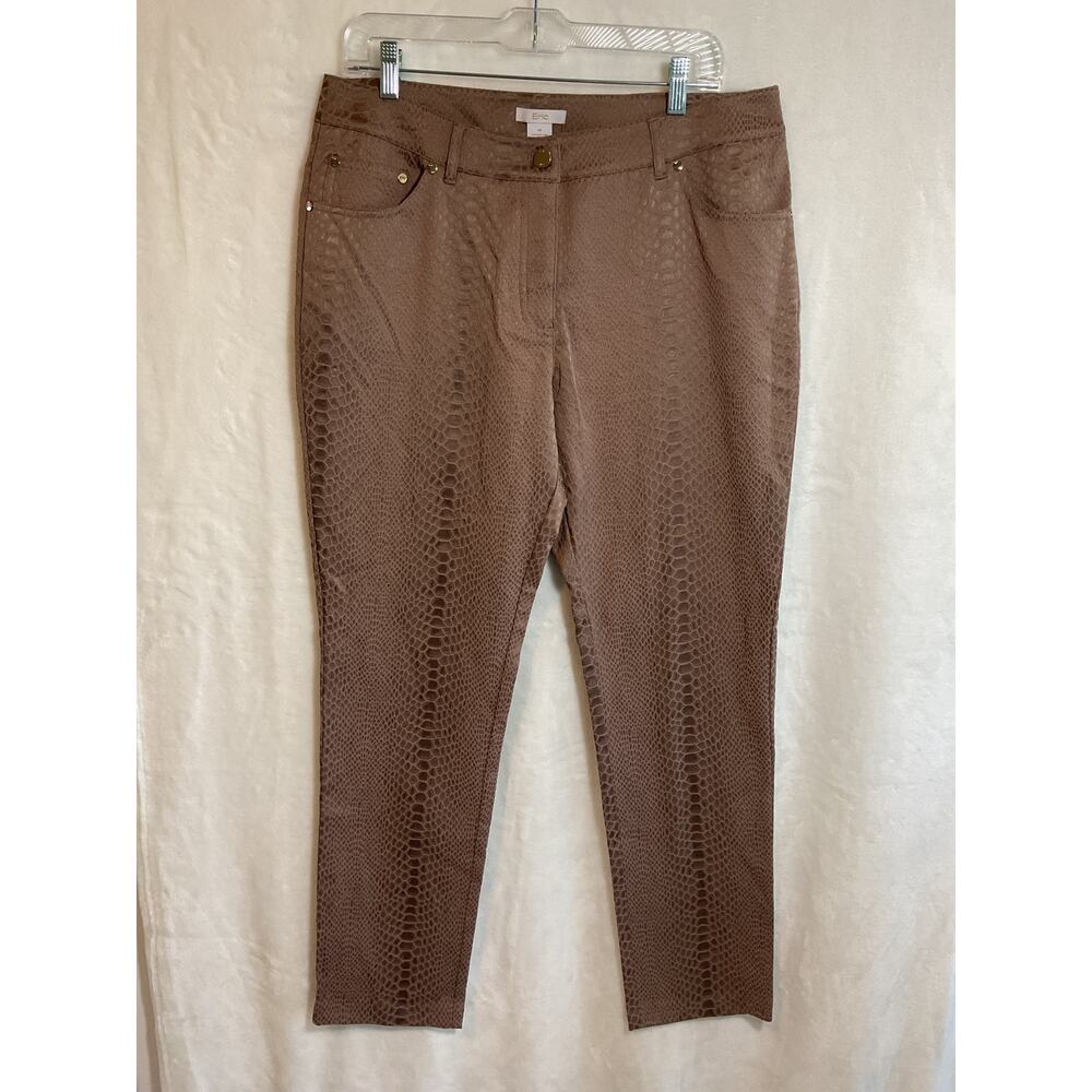 Eric Jeans Mocha Brown Embroidered Snakeskin Print 14